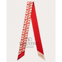 Buy knockoff valentino canada online Toile Iconographe Silk Bandeau Scarf for Woman in Beige/red