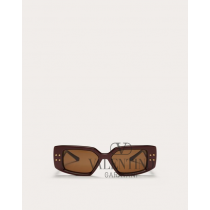 Buy replica Valentino toronto V - Rectangular Acetate Frame for Woman in Maroon/dark Brown