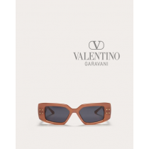 Top quality cheap valentino canada online V - Rectangular Acetate Frame for Woman in Pink/dark Grey