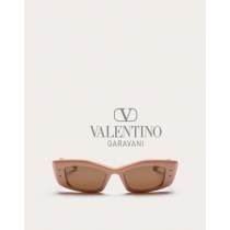 Real quality fake valentino canada V -rectangular Acetate for Woman in Nude/dark Brown