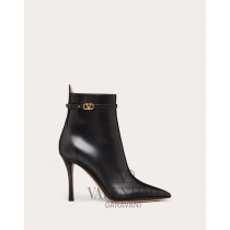 replicas valentino canada Garavani Tan-go Ankle Boot In Calfskin Leather 100 Mm for Woman in Black