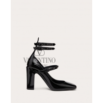 Top quality cheap valentino canada online Garavani Tan-go Patent Leather Pump With Straps 100mm for Woman in Black