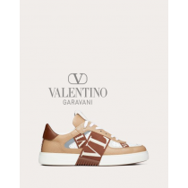 Top quality cheap valentino canada online Vl7n Calfskin Sneaker for Man in Camel/chocolate Brown/ice