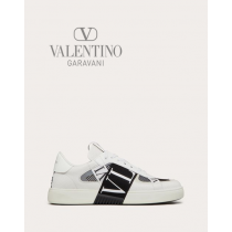 Shop fake valentino yorkdale toronto Vl7n Low-top Sneakers In Calfskin And Mesh Fabric With Bands for Man in White/ Black