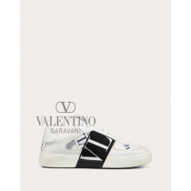 cheap fake valentino canada store Vl7n Sneaker In Banded Calfskin Leather for Woman in White/ Black