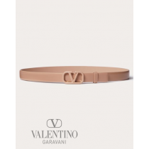 fakes valentino Ottawa Vlogo Signature Belt In Shiny Calfskin 20mm for Woman in Rose Cannelle