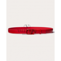 Top quality cheap valentino canada online Vlogo Signature Belt In Shiny Calfskin 20mm for Woman in Rouge Pur