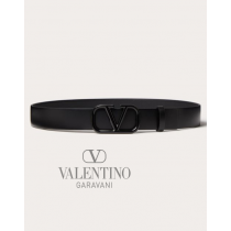 Top quality cheap valentino canada online Vlogo Signature Belt In Shiny Calfskin 30mm for Woman in Black