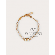 reps valentino canada locations Vlogo Signature Bracelet With Pearls for Woman in Gold