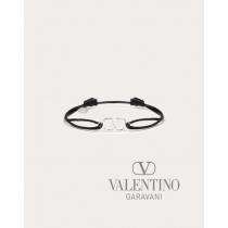 AAA quality fake valentino canada sale Vlogo Signature Cotton Bracelet for Man in Black