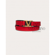 Knock off valentino canada store Vlogo Signature Double-strap Bracelet In Calfskin for Woman in Pure Red/black