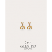 AAA quality fake valentino canada sale Vlogo Signature Earrings In Metal And Swarovski® Crystals for Woman in Gold/crystal Silver