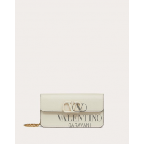 Buy replica Valentino toronto Vlogo Signature Grainy Calfskin Wallet With Chain for Woman in Light Ivory