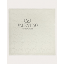 replicas valentino canada Vlogo Signature Jacquard Shawl In Silk And Wool 140x140 Cm for Woman in Ivory