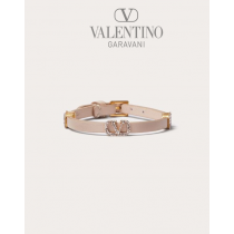 Discount valentino canada locations Vlogo Signature Leather Bracelet for Woman in Powder Rose