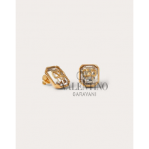 Shop replica valentino canada yorkdale Vlogo Signature Metal And Crystal Earrings for Woman in Gold/crystal Silver