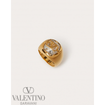 Shop replica valentino canada yorkdale Vlogo Signature Metal And Swarovski® Crystal Ring for Woman in Gold