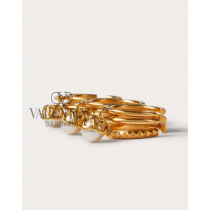 fakes valentino Ottawa Vlogo Signature Metal Ring Set With Swarovski® Pearls for Woman in Gold/crystal Silver