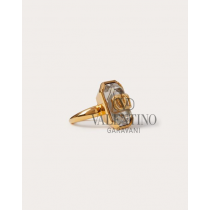 Cheap valentino canada stores Vlogo Signature Metal Ring With Crystals for Woman in Gold/crystal Silver