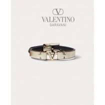 reps valentino canada locations Vlogo Signature Metallic Calfskin Leather Bracelet for Woman in Platinum