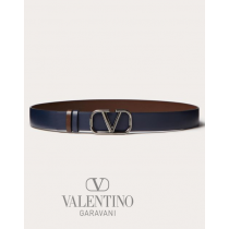 Buy replica Valentino toronto Vlogo Signature Reversible Calfskin Belt 30 Mm / 1.1 In. for Man in Marine/fondant