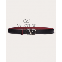 Knock off valentino canada store Vlogo Signature Reversible Elk-print Calfskin Belt 30 Mm for Man in Black/ruby