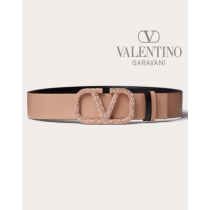 cheap knokcoff valentino canada outlet Vlogo Signature Reversible Shiny Calfskin Belt 40mm for Woman in Rose Cannelle/black