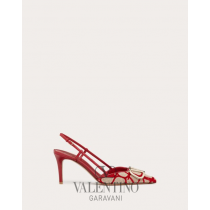cheap knokcoff valentino canada outlet Vlogo Signature Slingback Pump In Toile Iconographe 80mm for Woman in Beige/red