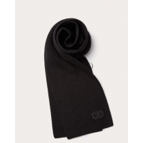 cheap fake valentino canada store Vlogo Signature Wool Scarf for Man in Black