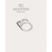 Knock off valentino canada store Vlogo Type Metal Ring for Man in Palladium