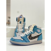 Air Jordan 1 High x Dior Crystals Silver Blue