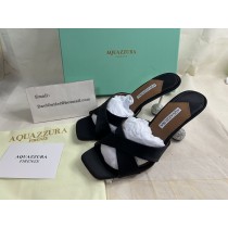 Aquazzura Yes Darling Mules 95mm Crystal-Sphere Satin Black