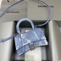 Balencia Hourglass Mini Leather Tote Denim