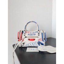 Balenciaga City Address Graffiti Classic Mini Bag White Blue