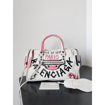Balenciaga City Classic Graffiti Medium Bag 30CM White Black