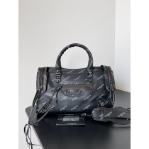 Balenciaga City Classic Graffiti Medium Bag 30CM All Black Logo Printed