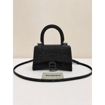 Balenciaga Crystal-embellished Hourglass Mini Tote Bag Black
