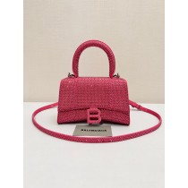 Balenciaga Crystal-embellished Hourglass Mini Tote Bag Red