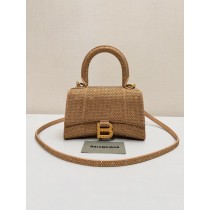 Balenciaga Crystal-embellished Hourglass Mini Tote Bag Brown