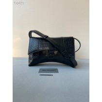 Balenciaga Downtown XS Shoulder Bag Supple Crocodile Embossed Matte Black