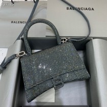 Balenciaga Hourglass Handbag with Rhinestones Black