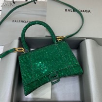 Balenciaga Hourglass Handbag with Rhinestones Green