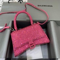 Balenciaga Hourglass Handbag with Rhinestones Pink