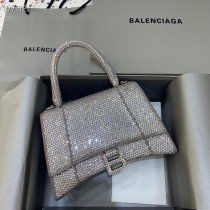 Balenciaga Hourglass Handbag with Rhinestones Silver