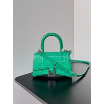 Balenciaga Hourglass Mini Handbag 19CM Crocodile Embossed Green
