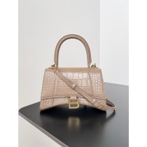 Balenciaga Large Hourglass Handbag 23CM Crocodile Embossed Caramel Gold Hardware
