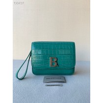 Balenciaga Small Embossed Crocodile B Bag Green