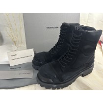 Balenciaga Strike Bootie Men Ankle Boots Canvas Black