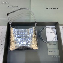 Balenciaga XX Hobo Shoulder Bag Crocodile Silver