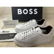 Boss Leather Cupsole Trainers Men Low-top with Logo Details White